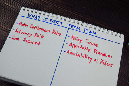 What Is Best Term Plan write on a book with keywords isolated wooden table.