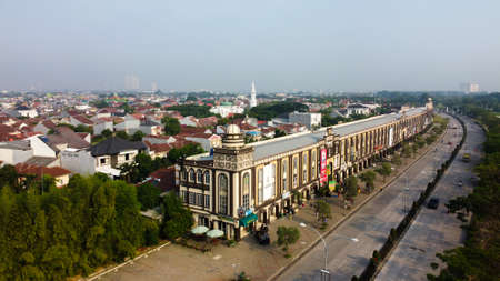 empty abandoned and a quiet office area streets of Bekasi - Indonesia during Covid-19 corona virus outbreak epidemic. Bekasi, Indonesia June 30 2020の写真素材