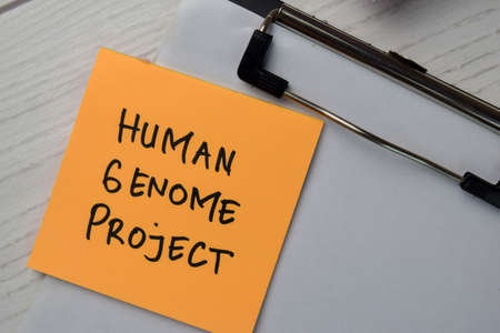 Human Genome Project text write on sticky notes with office desk.