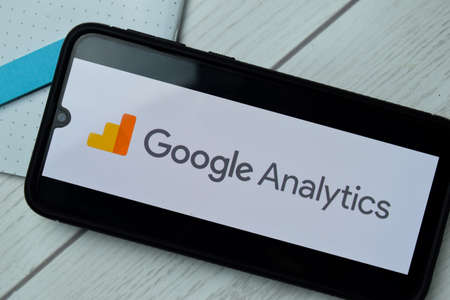 Google Analytics dev app on Smartphone screen. Analytics is a freeware web browser developed by Google LLC. BEKASI, WEST JAVA, INDONESIA. OCTOBER 3, 2020のeditorial素材
