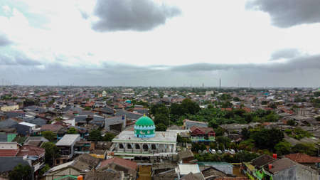 Aerial POV view Depiction of flooding. devastation wrought after massive natural disasters. BEKASI, WEST JAVA, INDONESIA. FEBRUARY 23, 2021のeditorial素材