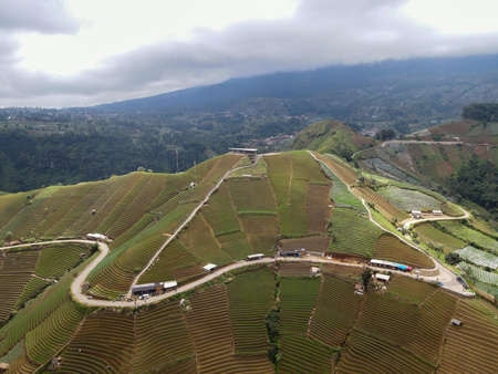Tajug Gede Cilodong Mosque panorama view Largest Mosque in Purwakarta. Ramadan and Eid Concept and noise cloud when sunset or sunrise view. Purwakarta, Indonesia, April 22, 2021のeditorial素材