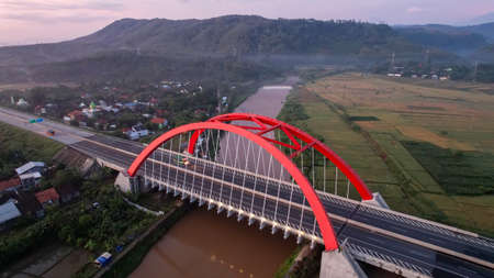 Aerial view of the Heha Ocean View, a new tourist attraction in Gunung Kidul. Central Java, Indonesia, July 1, 2021のeditorial素材