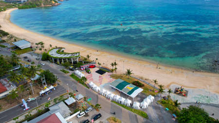 Aerial view of full track view of the mandalika circuit. The international mandalika circuit in Indonesia. Lombok, Indonesia,のeditorial素材