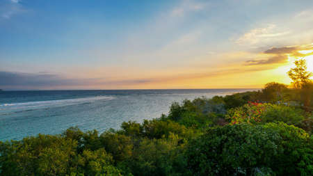 Aerial view of Gili Trawangan Island, Indonesia with morning sunrise sunlight. Lombok, Indonesia,のeditorial素材