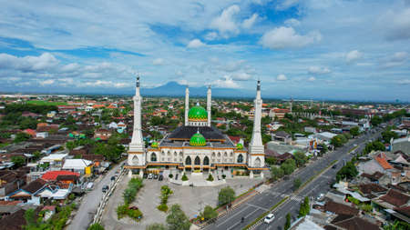 Aerial view of beautiful view in the morning at solo city. Solo, Indonesia, December 6, 2021のeditorial素材