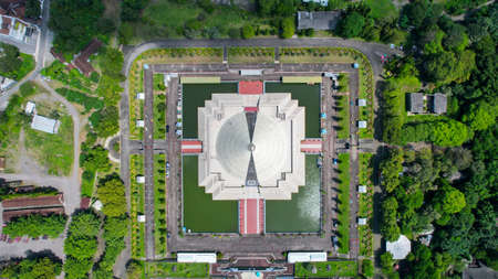 Aerial view of beautiful view in the morning at solo city. Solo, Indonesia, December 6, 2021のeditorial素材