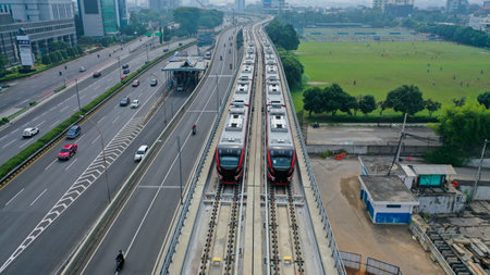 Aerial view of Tebet train station building. Jakarta, Indonesia, February 6 2022のeditorial素材