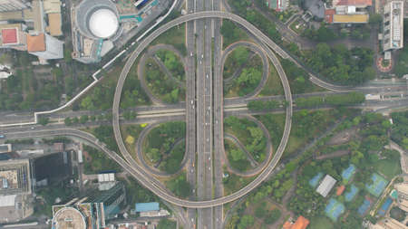Aerial view of Tebet train station building. Jakarta, Indonesia, February 6 2022