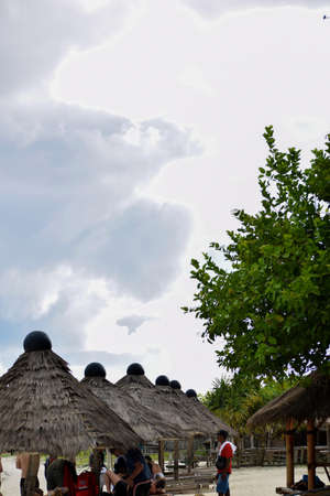 people waiting to board plane at Praya Lombok airport. Lombok, Indonesia, March 22, 2022のeditorial素材