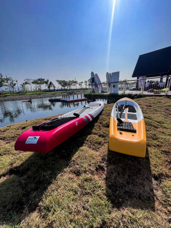 View of pagoda located at Pantjoran Chinatown PIK, surrounded by food stalls, shop and tourist destination. Jakarta, Indonesia, June 23, 2022のeditorial素材
