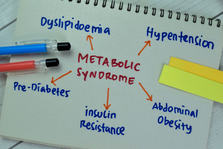 Concept of Metabolic Syndrome write on book keywords isolated on Wooden Table.の写真素材