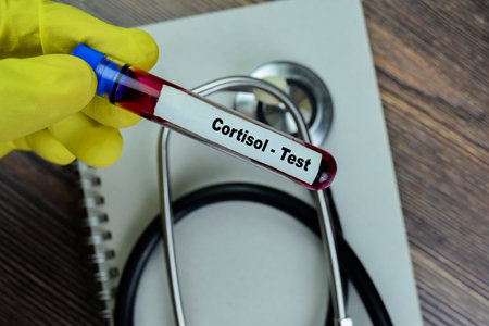 Concept of Cortisol - Test with blood sample. Healthcare or medical conceptの写真素材