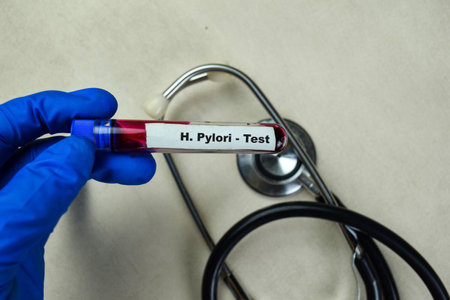 Concept of H. Pylori - Test with blood sample. Healthcare or medical conceptの写真素材
