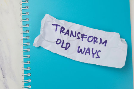 Concept of Old Transform Ways write on sticky notes isolated on Wooden Table.