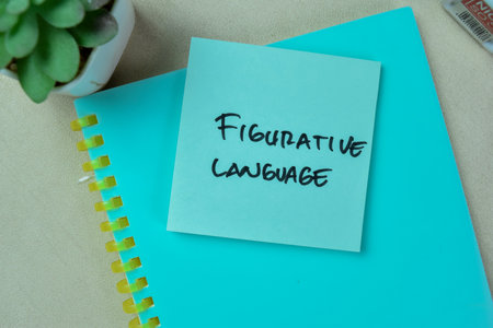 Concept of Figurative Language write on sticky notes isolated on Wooden Table.の写真素材