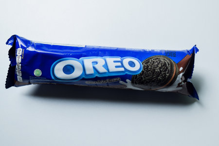 Oreo Chocolate Creme Biscuit in isolated background. Bekasi, Indonesia, November 18, 2023のeditorial素材