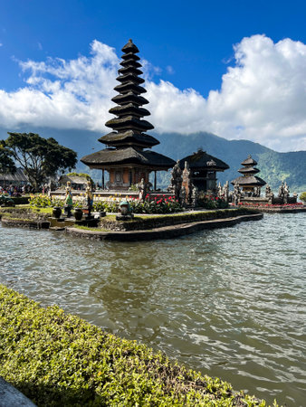 Pura Ulun Danu Beratan Bedugul temple on a lake in Bali, Indonesia. Bekasi, Indonesia, November 20, 2023のeditorial素材