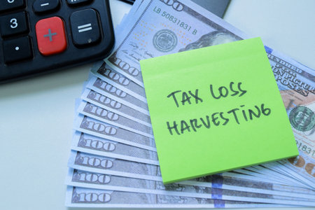 Concept of Tax Loss Harvesting write on sticky notes isolated on white background.