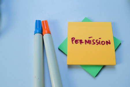 Concept of Permission write on sticky notes isolated on white background.の写真素材