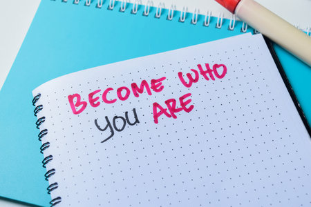 Concept of Become Who You Are write on book isolated on white background.の写真素材