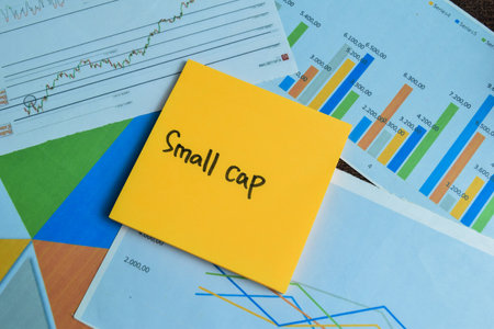 Concept of Small Cap write on sticky notes isolated on Wooden Table.の写真素材