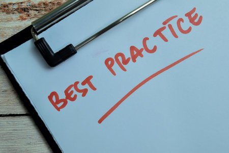 Concept of Best Practice write on paperwork isolated on wooden background.の写真素材