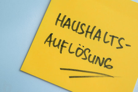 Concept of Learning language - German. Haushalts Auflosung it means Household dissolution written on...