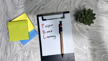 Concept of PBL - Project Based Learning write on paperwork.の写真素材