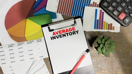 Concept of Average Inventory write on paperwork isolated on Wooden Table.の写真素材