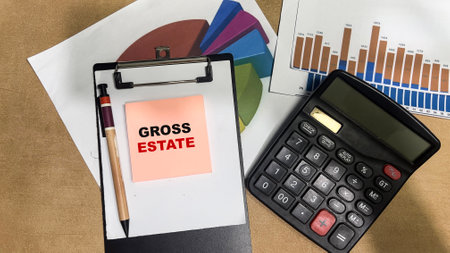 Concept of Gross Estate write on sticky notes isolated on Wooden Table.の写真素材