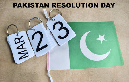Pakistan day 23 march with flag - Pakistan independence day conceptの写真素材