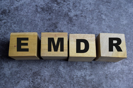 Concept word EMDR on wooden blocksの写真素材