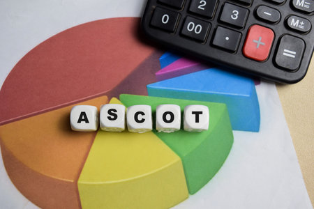 Concept of Ascot Symbol wooden block and chartの写真素材