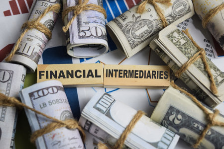 Concept of Financial intermediaries. Wooden block with words Financial intermediariesの写真素材
