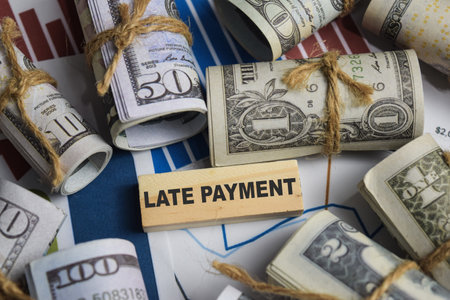 Concept of Late payment. Wooden block with words Late paymentの写真素材