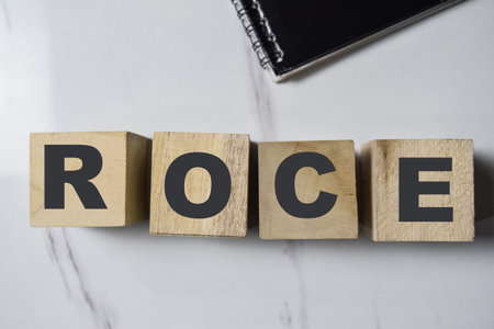 Concept of ROCE. Wooden block with words ROCEの写真素材