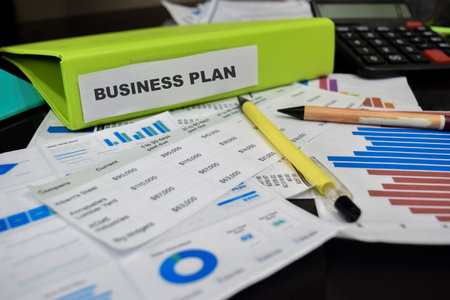Folders with the label Business plan. Business management conceptの写真素材