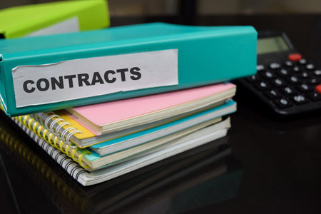 Folders with the label contracts. Business management conceptの写真素材