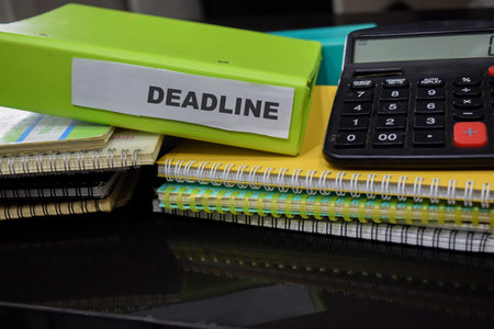 Folders with the label deadline. Business management conceptの写真素材