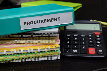 Folders with the label procurement. Business management conceptの写真素材