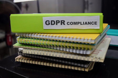 Folders with the label GDPR compliance. Business management conceptの写真素材