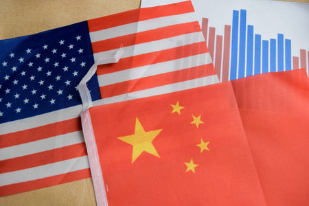 USA and China trade war economy conflict tax business finance money united states raised taxes on import of goods from Chinaの写真素材