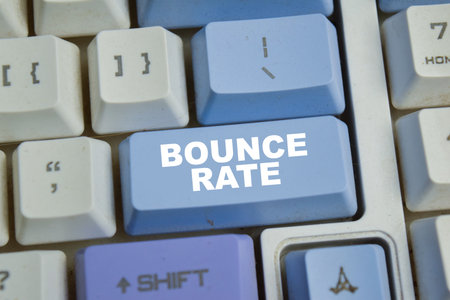 Bounce rate is an internet marketing term used in web traffic analysis button on the keyboardの写真素材