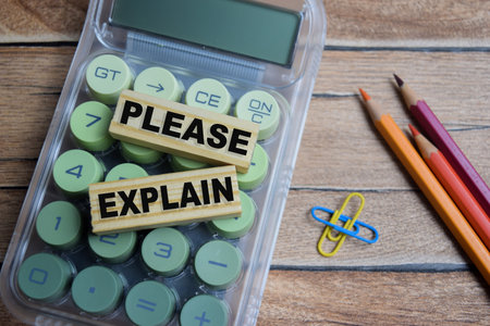 Text stacked wooden cubes on the table.の写真素材