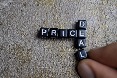 Concept of words arranged with on wooden letter blocks.の写真素材