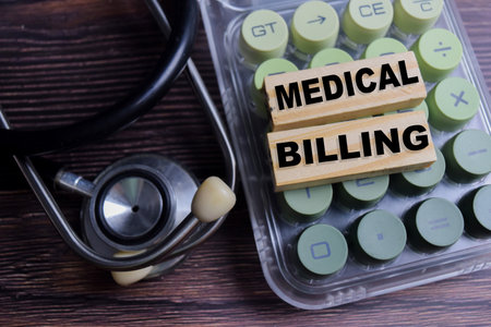Concept of text medical billing on wooden blocks.の写真素材