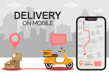 Online delivery service concept vector illustrationのイラスト素材