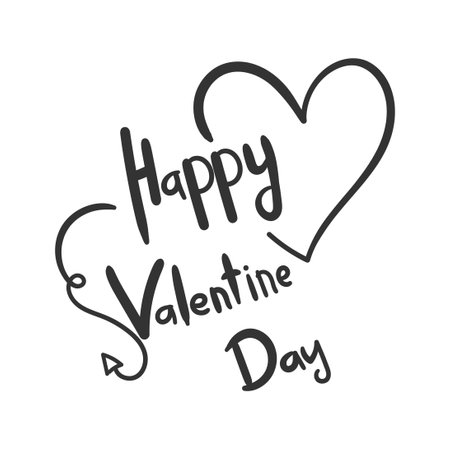 Valentine's Day Card Typography, Valentine's day lettering isolated white background. Card Vector, Concept Black And White, Valentine's Dayのイラスト素材
