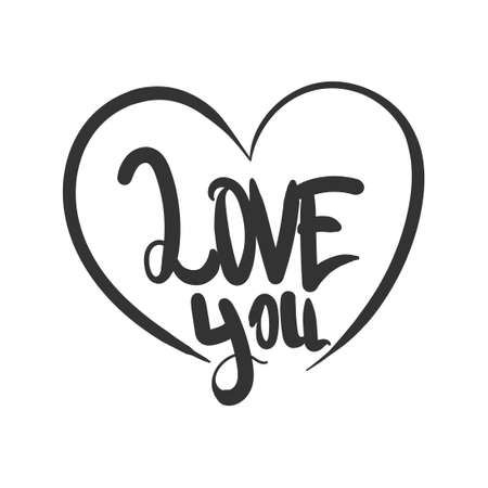 Valentine's Day Card Typography, Valentine's day lettering isolated white background. Card Vector, Concept Black And White, Valentine's Dayのイラスト素材